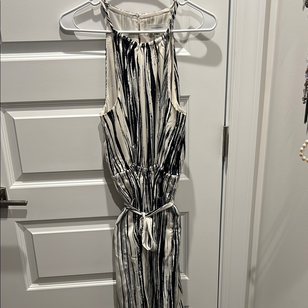 Elegant Black and White Striped Dress